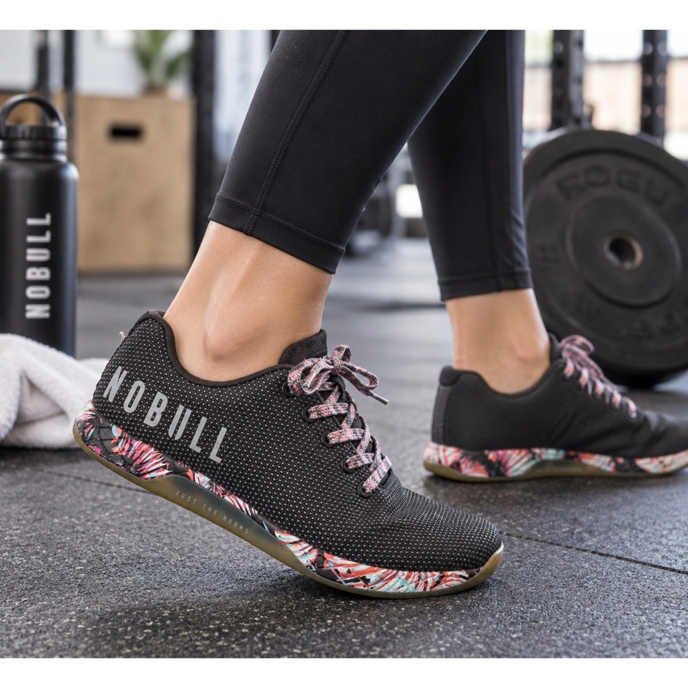 Nobull Womens Size 7 Outwork Training Shoes Black Midnight Palm Floral